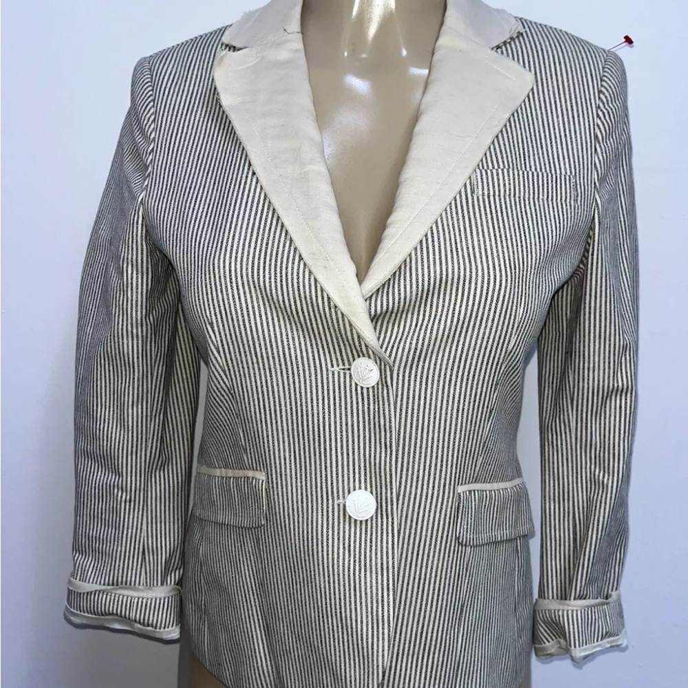 Rag & Bone lined cotton 3/4 sleeve blazer jacket size 2 chic and stylish